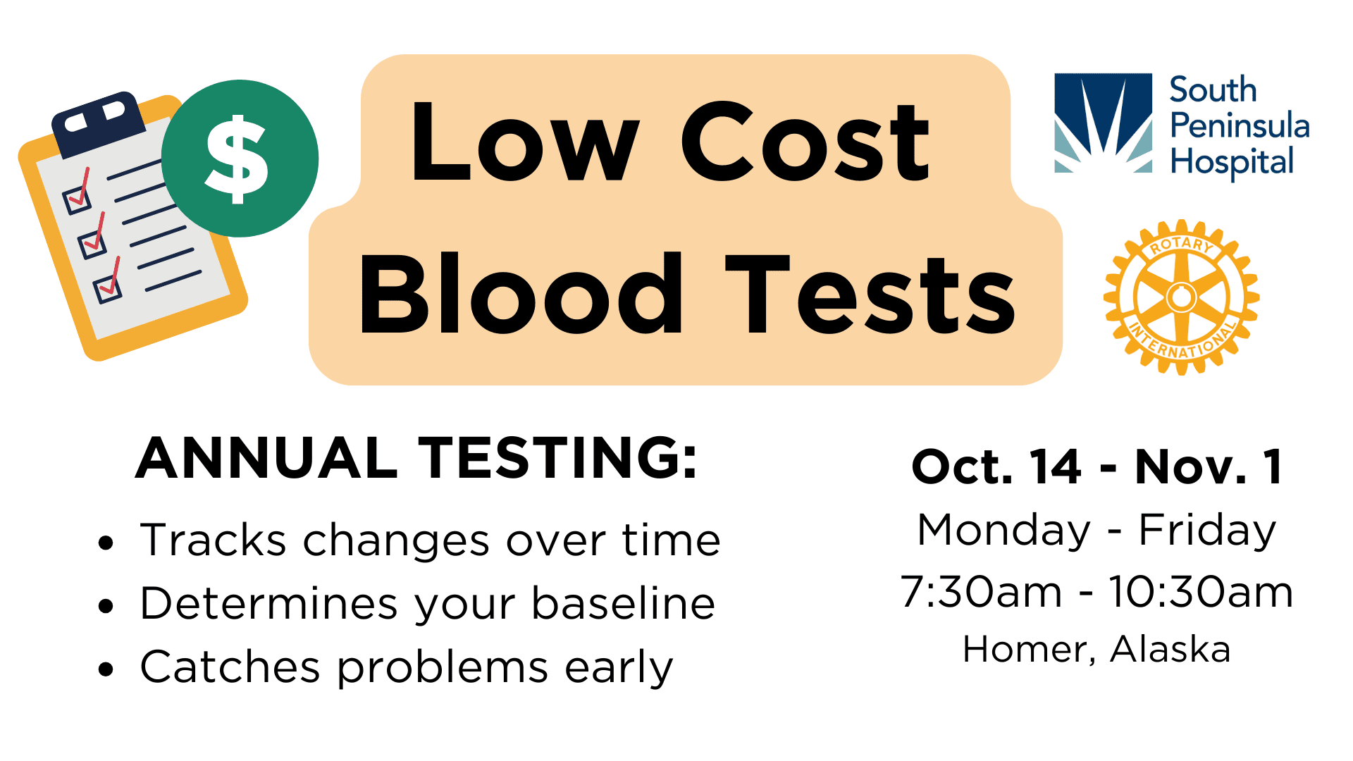 Blood Tests ONLINE schedule   Rotary Health Fair